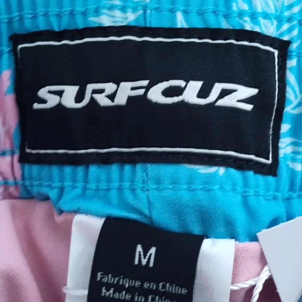 NWT Surfcuz Men's Pink & Blue Flamingo Swim Shorts | Sz Medium